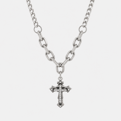 Gothic Cross Chain Necklace, stainless steel, packshot