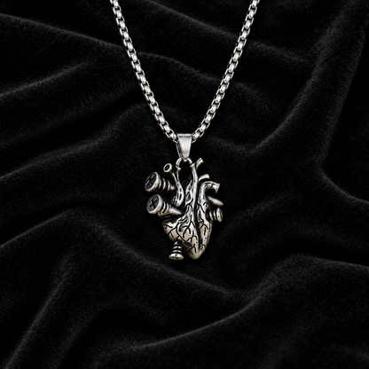 Reliquary Heart Necklace on black velvet