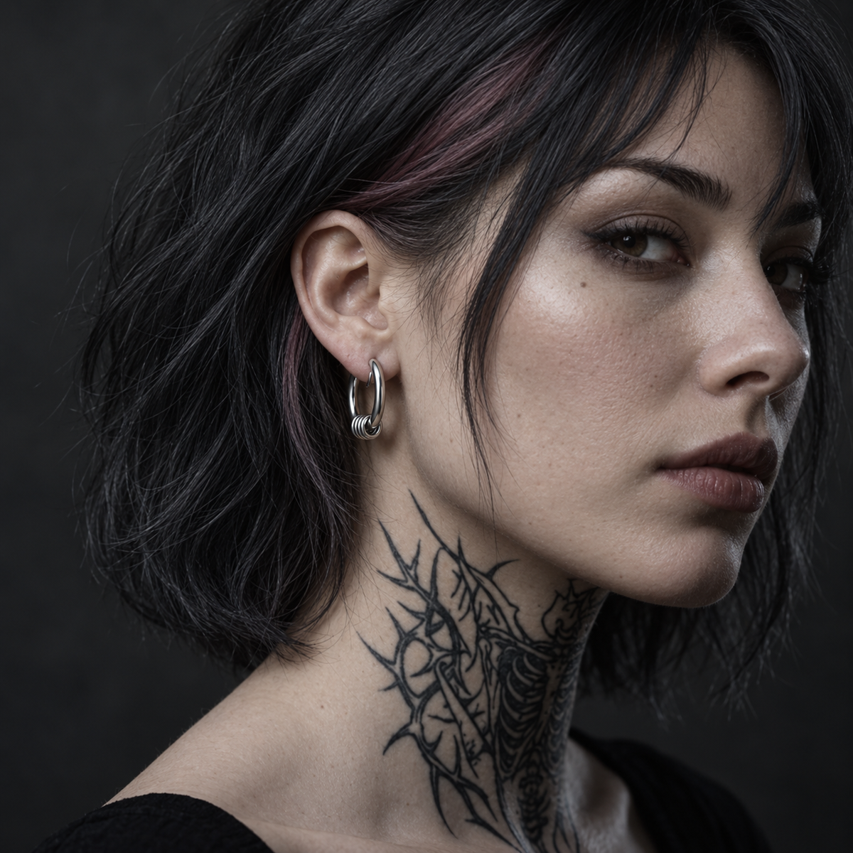Rosary Hoops worn, silver