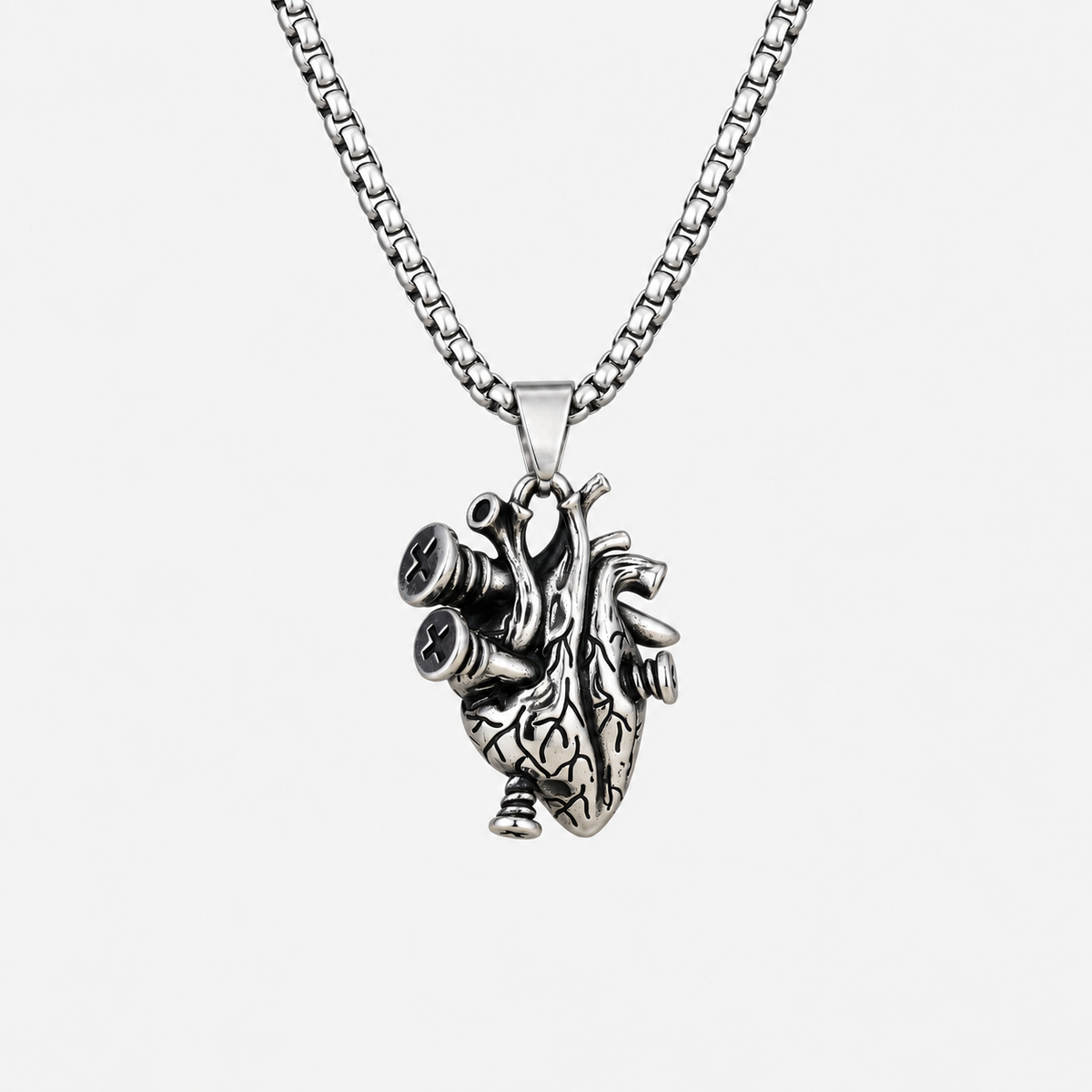 Reliquary Heart Necklace, stainless steel, packshot