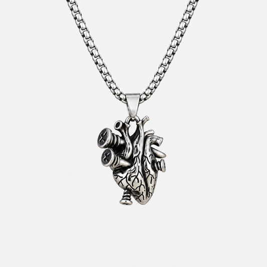 Reliquary Heart Necklace, stainless steel, packshot
