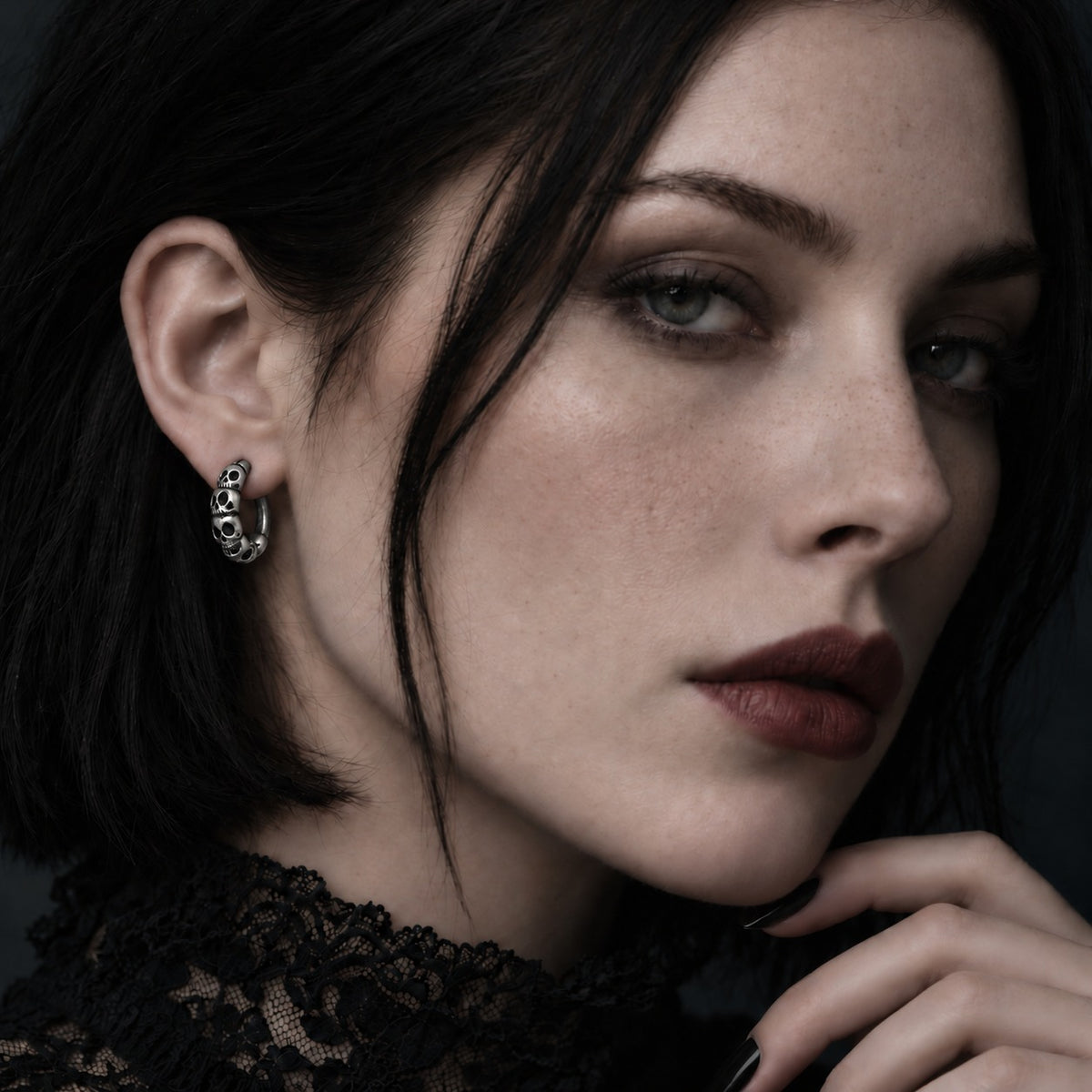 Ossuary Hoop Earrings worn — portrait